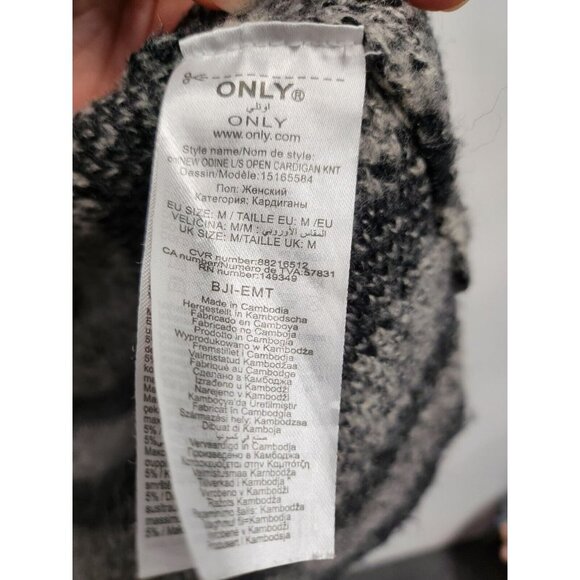 Only Our Story Womens Cardigan Medium Black Gray Animal Print Longline Sweater - Picture 6 of 7